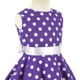 thumbnail image 4 of IBTOM CASTLE Kids Girls 50s Vintage Polka Dot Casual Dress Swing Rockabilly Prom Party Dresses Audrey Wedding Formal Cocktail Evening Gown 7-8 Years Purple, 4 of 8
