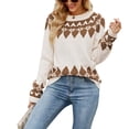 thumbnail image 2 of Cardigans Légers pour Femmes Mode Décontractée Rétro Impression Couleur Tricot Manches Longues Col Roulé Chandail Cardigans Légers pour Femmes en Liquidation, 2 of 5