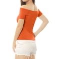 thumbnail image 4 of INSPIRE CHIC Blouse Courte à Épaules Dénudées pour Femme à Manches Courtes Orange G, 4 of 6