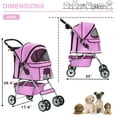 thumbnail image 5 of YRLLENSDAN 4 Wheels Dog Strollers Pet Strollers Cat Strollers with Cup Holder & Removable Liner Waterproof Doggy Stroller for Small Medium Dogs, Pink, 5 of 7