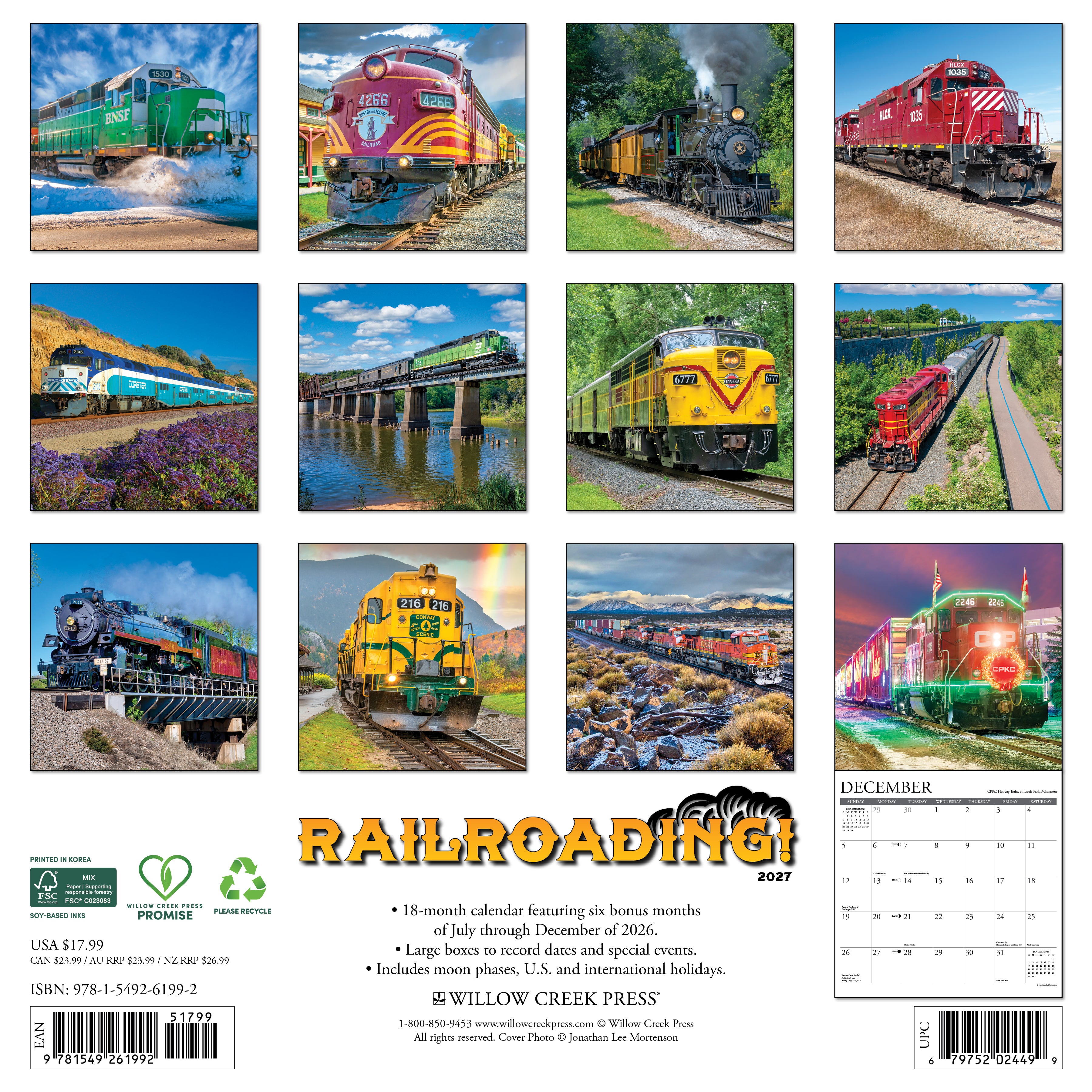 Willow Creek Press, Railroading 2027 Wall Calendar