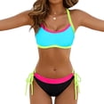thumbnail image 2 of JoveMarine Bikini Sets for Women – Fluorescent Contrast Splicing Drawstring Two-Piece, Sexy Vacation Beach Swimsuit, Bright Neon Color for Pool Summer,Light Green M, 2 of 7
