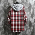 thumbnail image 4 of CHEEREAM Men's Plaid Hoodie Flannel Shirt Jacket Long Sleeve Casual Fashion Button Shirts Red M, 4 of 4