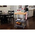 thumbnail image 2 of Origami Folding Kitchen Cart on Wheels | for Chefs Outdoor Coffee Wine and Food, Microwave Cart, Kitchen Island on Wheels, Rolling Cart, Kitchen Appliance & Utility Cart | Silver with Wood - RBT-02, 2 of 5