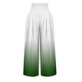 thumbnail image 5 of XFLWAM Women's Casual Wide Leg Palazzo Pants High Waisted Smocked Lounge Trousers with Pockets Green White M, 5 of 6