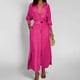 thumbnail image 2 of Vestido liso de mujer con cinturón, manga larga y escote en V profundo, poliéster y spandex, estilo informal y elegante, tallas S-XXXL, 2 of 5