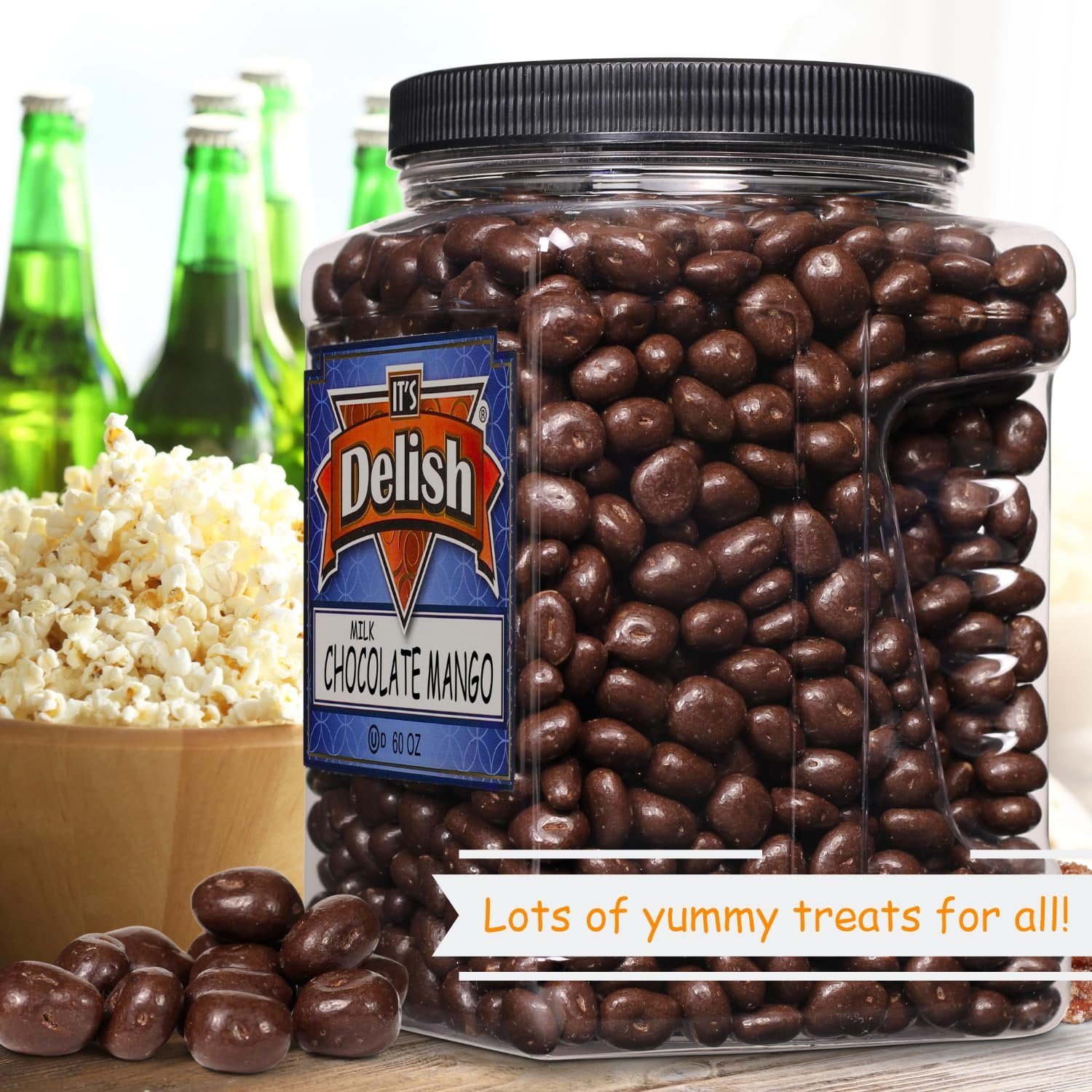 Milk Chocolate Covered Dried Mango by It's Delish, 3.75 LBS Jumbo Container  Gourmet Chocolate Covered Mango Bits Fruit Snacks Bulk Chocolate Candy Treats  Dairy, Kosher