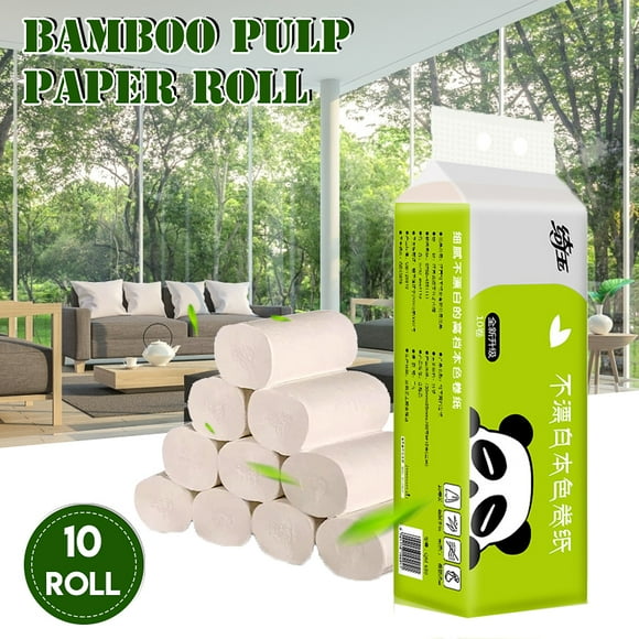 10 Rolls Toilet Paper Tissue Bamboo Pulp Toliet Paper 4-Ply Househeld Tissue