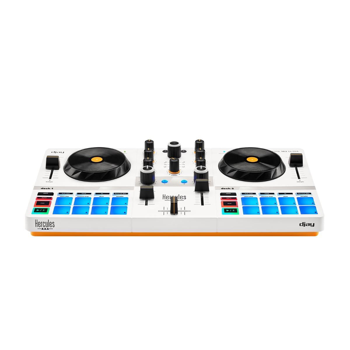 Hercules DJControl Mix Ultra Compact Battery Powered DJ Mixer with Headphones Package