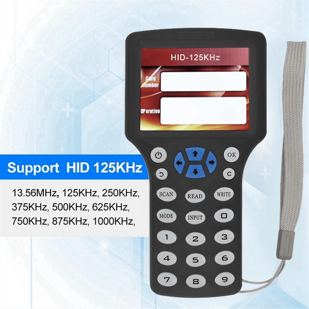 10 Frequency RFID NFC Smart Card Reader Writer Duplicator+5XCUID Card/Keychain 125K 13.56MHz RFID Copier Key Replicator