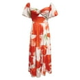 thumbnail image 3 of WILLBEST Vestidos de Verano para Mujer, Modernos, Bohemios, con Estampado Floral, Cuello Redondo, Manga Corta, Cuello En V, Vestido Largo Mediana, 3 of 3