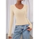 thumbnail image 2 of Remera de Manga Larga PRETTYGARDEN Mujer Crop Top con Escote en V, 2 of 8