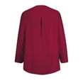 thumbnail image 3 of MIUOWANP Plus Size Women's Solid Color V-Neck Zippered Long Sleeve Studded Casual Blouse Size S(4)Wine, 3 of 5