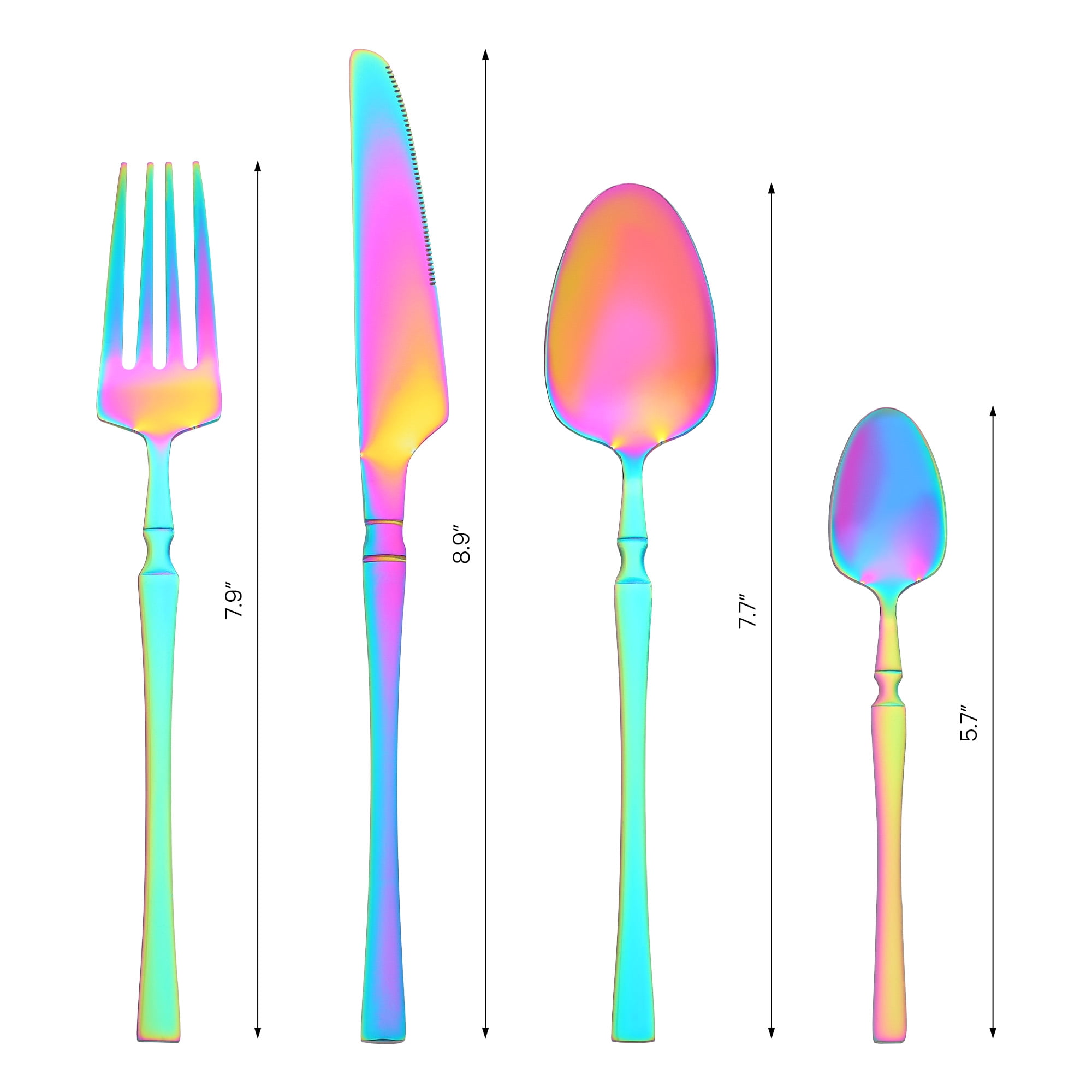 Unique Bargains 24 Pieces Silverware Set Stainless Steel Serving Utensils Set Colorful