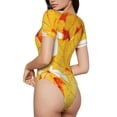 thumbnail image 2 of Xecao Autumn Maple Leaves Pattern Women's Crew Neck Body Suit, Short-Sleeved Bodysuit and Basic Swimsuit,Both Comfort and Style for Dating and Daily life -Medium, 2 of 7