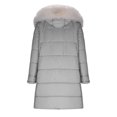 thumbnail image 6 of Women's Mid-Length Hooded Cotton Coat, Faux Fur Trim Parka, Long Sleeve Quilted Jacket, Casual Streetwear Coat, Drawstring Waist Puffer Coat, Cold Weather Outerwear Silver, 6 of 6