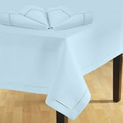 Home Trends Hemstitched Tablecloth & Napkin Set, Blue Crystal