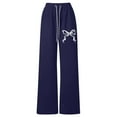thumbnail image 4 of GBSYEWXS Sweatpant For Girls Kids Straight-Leg Bow Print Drawstring Waist Comfortable Ankle Pants Navy Size 10-11 Years, 4 of 5