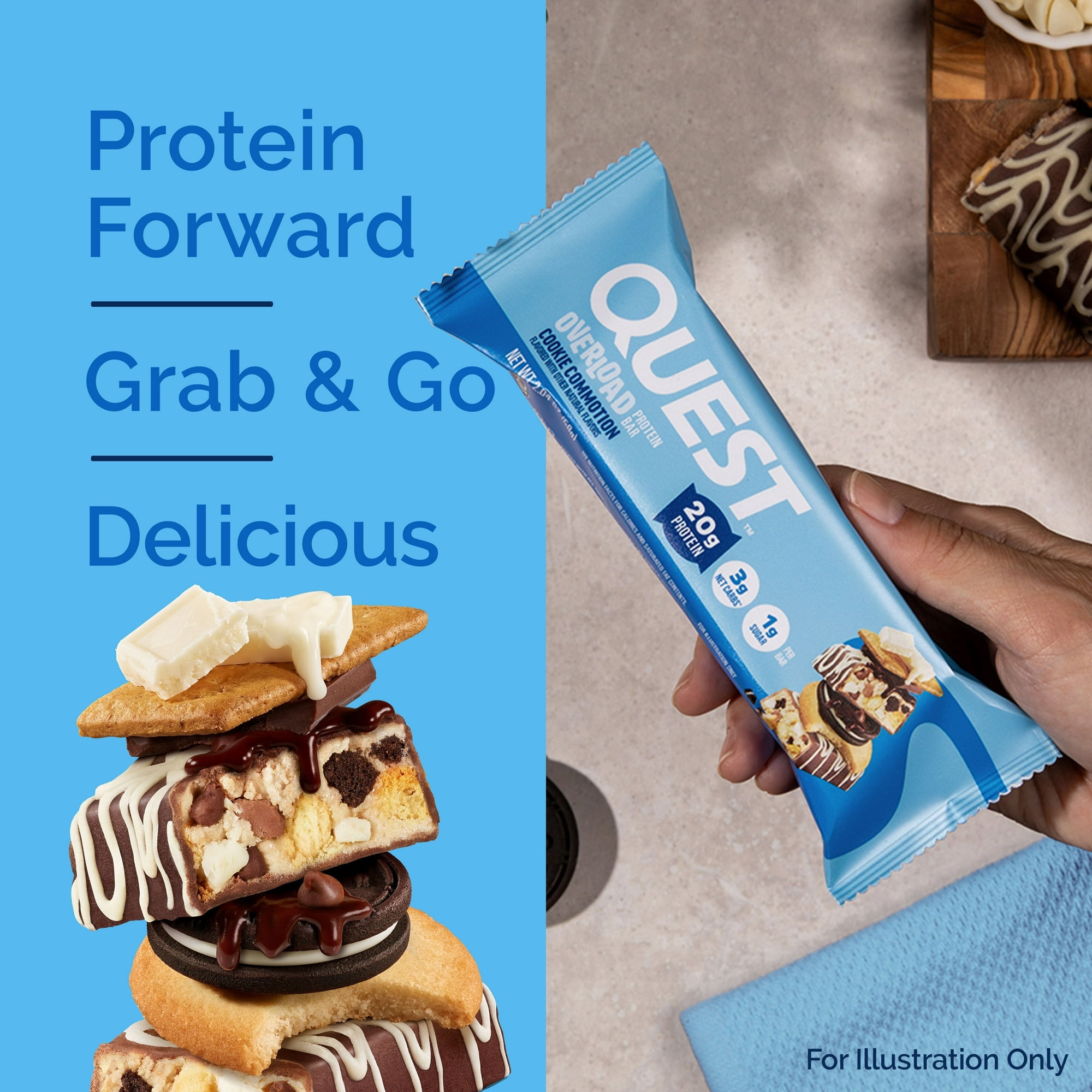 Quest Nutrition Overload 20g Protein Bar, Cookie Commotion Flavor, Single, 1 Count