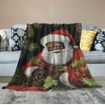thumbnail image 2 of JEUXUS  Xmas Holly Black Santa Claus Throw Blanket Flannel Fleece Bed Blanket Cozy Plush Blanket for Bedroom Living Rooms Sofa Couch, 2 of 6
