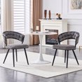 thumbnail image 2 of Dining Chairs Set of 2 Gray Velvet Dining Chairs with Black Legs, Modern Upholstered Accent Chairs for Dining Room & Kitchen,Fabric Dining Chairs, 2 of 19