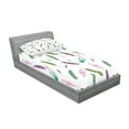 thumbnail image 2 of Ambesonne Modern Fitted Sheet & Pillow Sham Set, Pastel Colored Feathers, Twin, Multicolor, 2 of 2