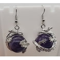 thumbnail image 7 of Natural Amethyst Silver Dragon Earrings, 7 of 7