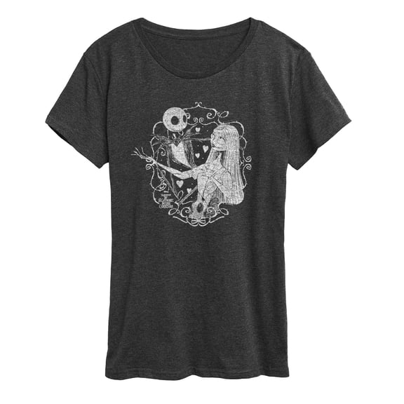 The Nightmare Before Christmas - Jack And Sally Valentine - Women's Short Sleeve Graphic T-Shirt