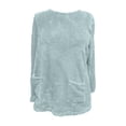 thumbnail image 3 of Patlollav Womens Winter Loose Solid Pocket Warm Long Sleeve Plus Size Tops, 3 of 6