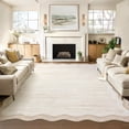 thumbnail image 6 of Washable Living Room Rug 8x10 Large Modern Scalloped Area Rugs with Non-Slip Backing, Stain-Resistant Foldable Floor Mat, Contemporary Low Pile Indoor Carpet for Bedroom, Office, Beige, 6 of 9