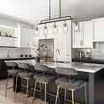 thumbnail image 2 of LNC Black & Gold 5-Light Linear Chandelier with Ripple Glasss, for Kitchen Island, 2 of 14