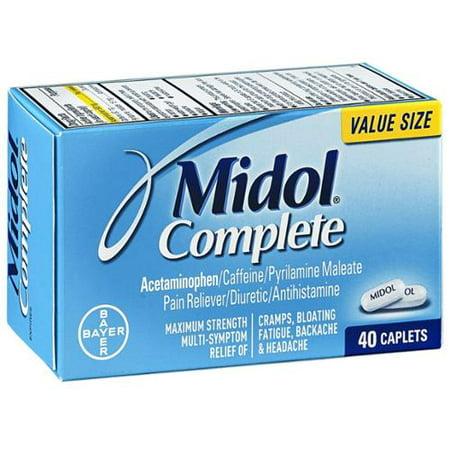 Midol complète Force maximale antidouleur Caplets 40 ch (Pack de 4)