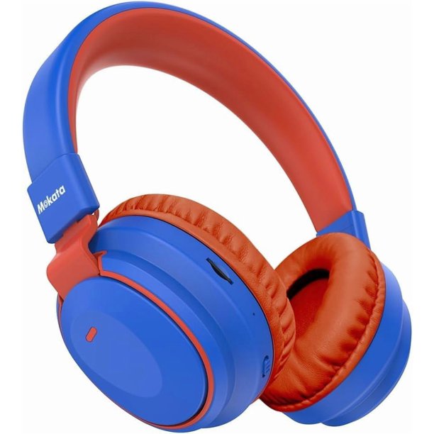 Auriculares para niños, Bluetooth 5.3, inalámbricos, 68 horas, volumen limitado, 85/96 dB, plegables con cable, micrófono auxiliar para iPad, portátil, niño, niña, viajes (Algodulce Lila),Fuego Azul