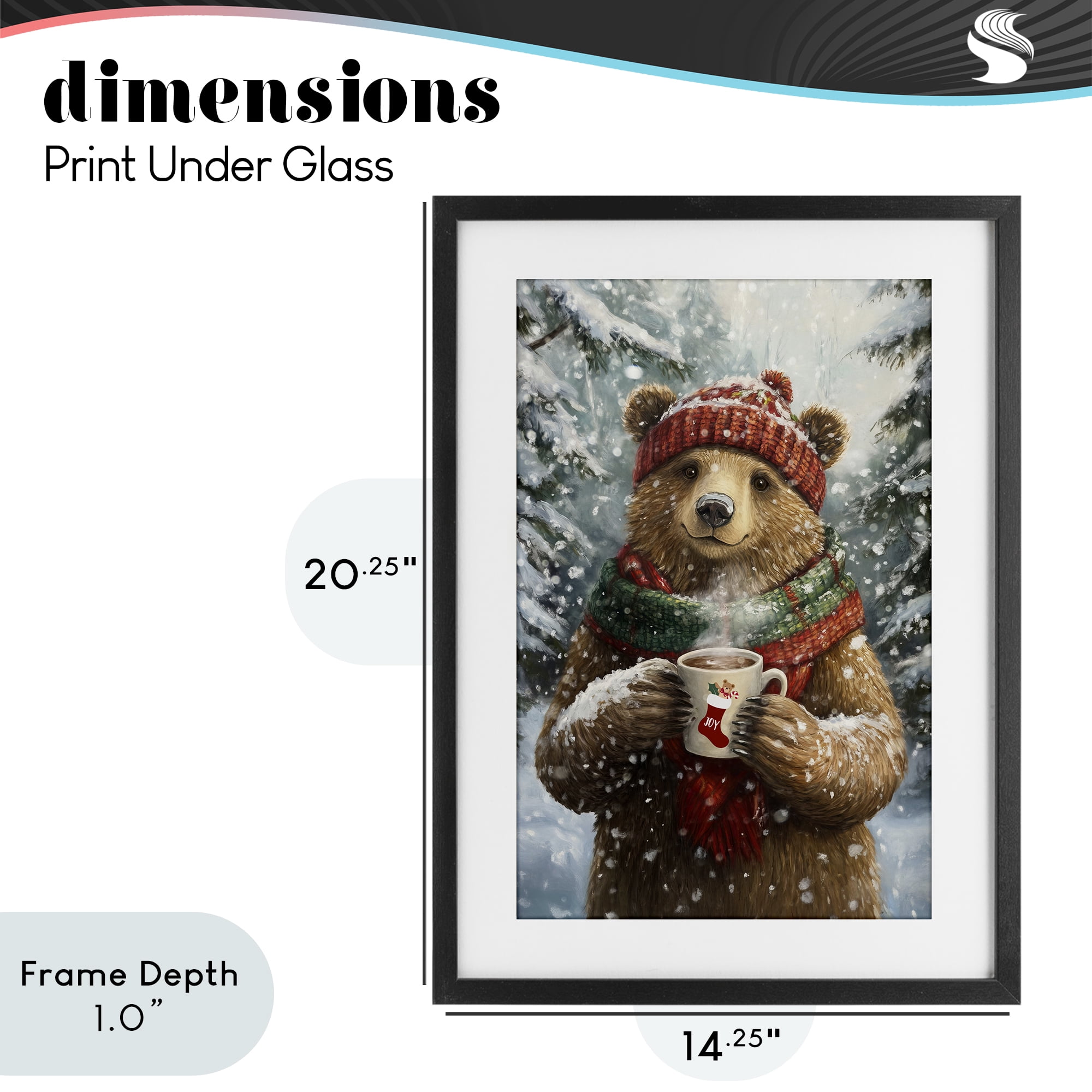 Stupell Industries Christmas Cocoa Bear Black Framed Print Under Glass, design by Tina LeCour