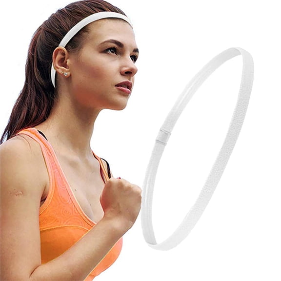 Ljudmp Thin Non-Slip Elastic Sport Headbands Elastic Cotton Exercise Hair Band Sweatbands for Yoga Running White