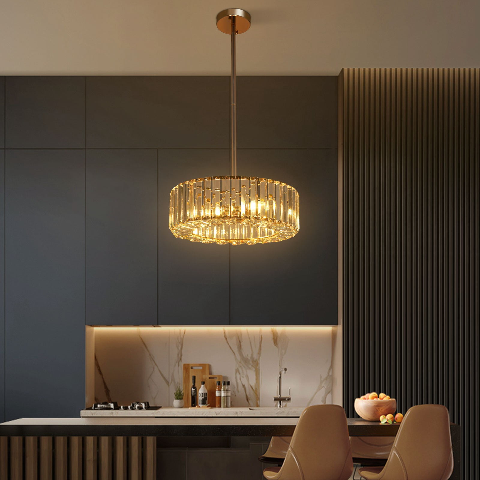 Modern Crystal Chandelier, Ceiling Light Fixtures, Pendant Lighting for Dining Room Living Room (Not Included Bulbs)
