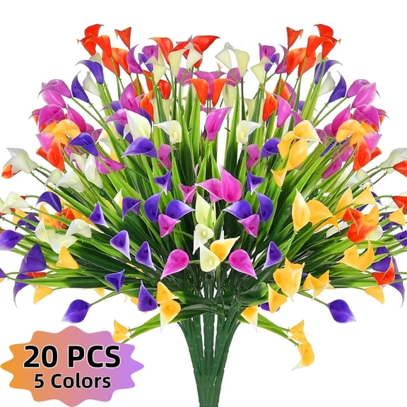 Artificial Calla Lily Flowers 20 Bundles,14" Stems for Home,Farmhouse,Garden,Office,Patio,Wedding & Cemetery Décor