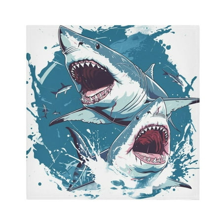 

JSTEL Cruel Shark Cloth Napkins Set of 1 20x20 Inch Washable and Reusable Napkin for Decoupage Dinner Party Everyday Use