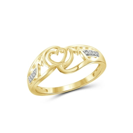 - White Diamond Accent Gold over Silver Mother Ring