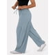 thumbnail image 4 of Pantalones Bombachos Holgados de para Mujer, Pantalones Casuales de Verano con Cordón, Ropa de Viaje con Bolsillos 2025 Azul Gris L, 4 of 7
