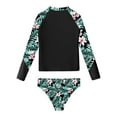 thumbnail image 2 of ZDHoor Girls Swimsuits Two Pieces Swimwears Rash Guard Set Long Sleeve UPF50+ Bathing Suit Green&Black 12, 2 of 5