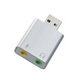 thumbnail image 1 of Silver USB 2.0 External Sound Card Adapter - Plug & Play USB to 3.5mm Audio/Mic Converter for Laptops, Desktops, and USB-Enabled Devices - Supports Windows XP/7/8/10 & macOS - Lightweight 9g, 1 of 6