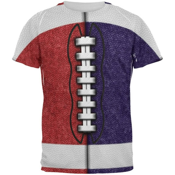 Fantasy Football Team Red and Navy All Over Mens T Shirt Multi X-LG