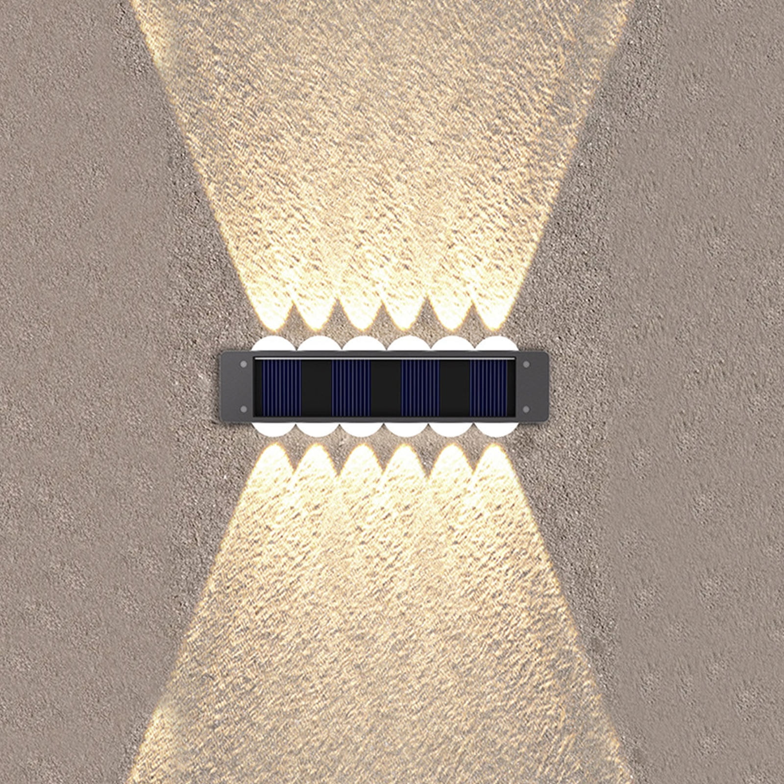 Outdoor Solar Wall Lights, Waterproof Exterior Lighting Fixtures, 12 Led Up and Down Illumination for Garden, Patio, Fence, Pathway, 4-Pack