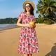 thumbnail image 4 of Disketp Cartoon Strawberry para Vestido de Manga Corta para Mujeres, Vestidos de Verano para Mujeres, Casual y Holgado para la Playa, 4 of 6