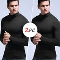 thumbnail image 2 of Tops para hombre, ropa de otoño cálida de cuello alto, camisa base de manga larga, paquete de 2 piezas de Color sólido Pompotops oipoqjl7944, 2 of 7