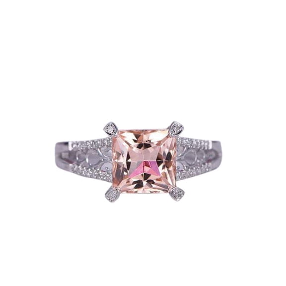 HeartsAndYou 2ct Natural Morganite & Diamond Ring Filigree Split Shank 14k SOLID White Gold