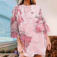 thumbnail image 2 of Camiseta holgada estampada a la moda para mujer, blusa de manga 3/4 de longitud media, Tops informales con cuello redondo Pompotops  FGAJ3647, 2 of 6