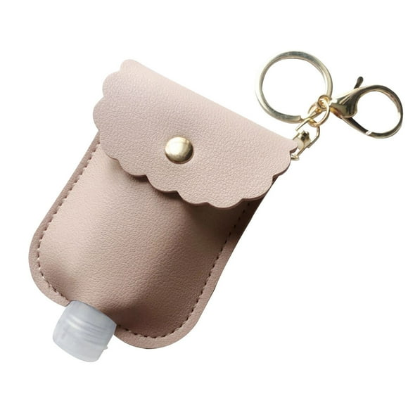 potrochi Portable Squeeze Bottle, Empty Leakproof Plastic Travel Bottle with Leather Keychain Holder for Hand Sanitizer, Essential Oil, Refillable Bottle Clips to Diaper Bag, Travel Bag