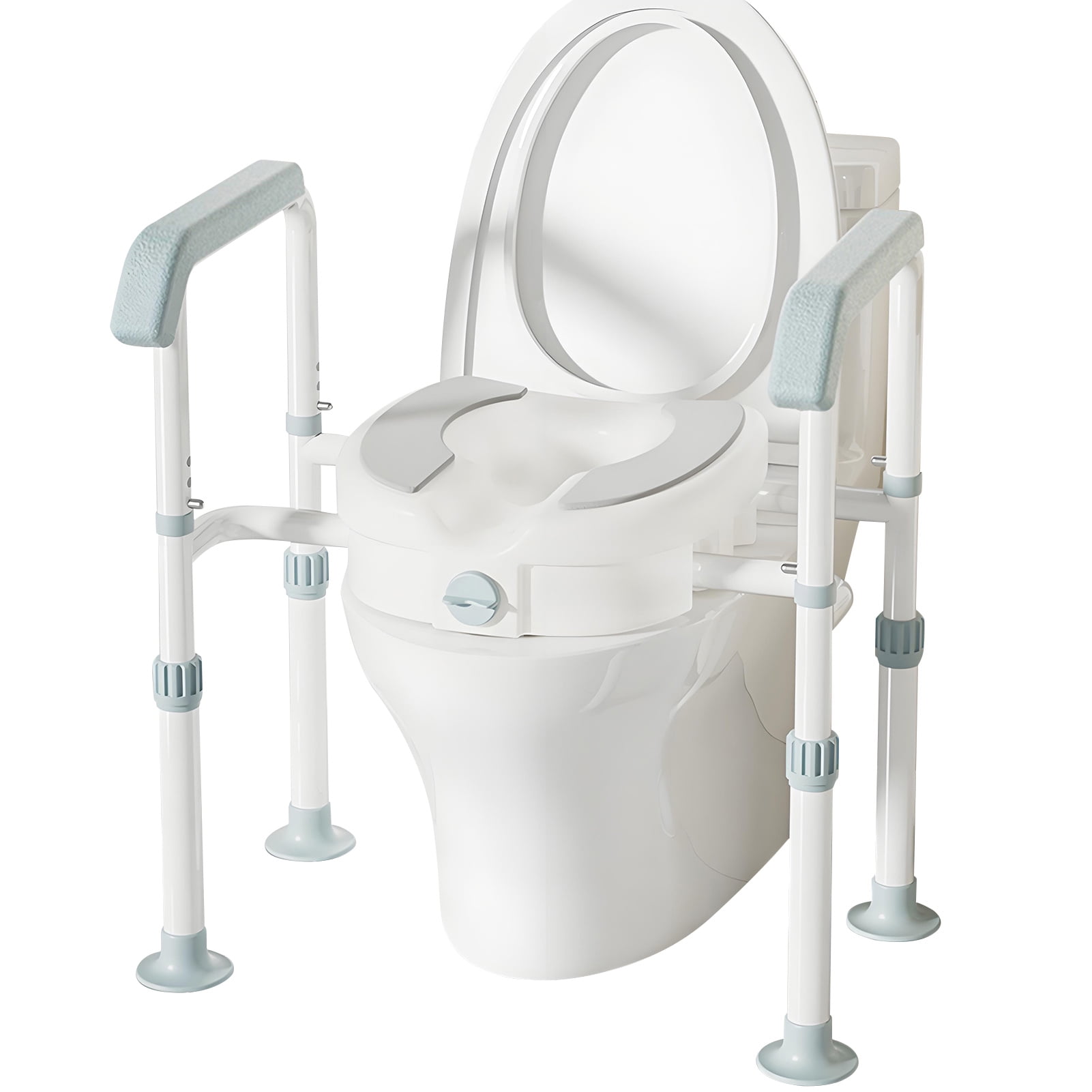 Wharick Raised Toilet Seat with Handles 220lbs Elevated Toilet Seat Riser for Seniors with Adjustable Height Raised Toilet Seat for Elderly, Pregnant and Handicap